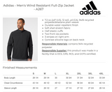 Adidas Black Wind Resistant Full-Zip Embroidered Jacket - A267